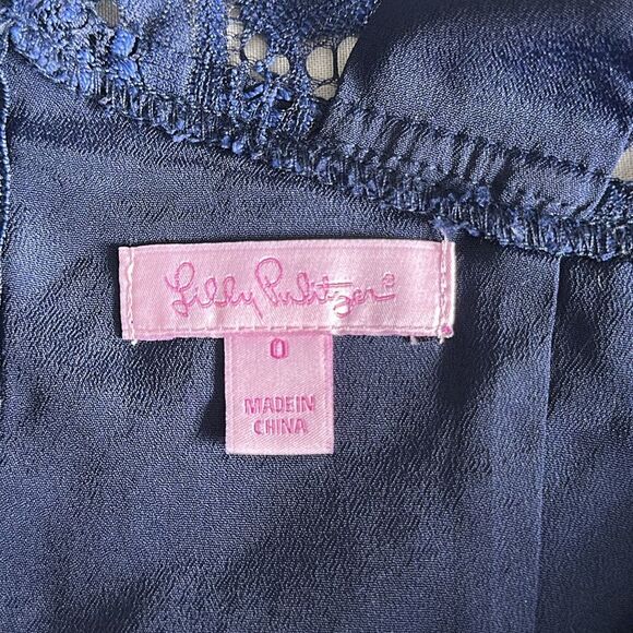 Lilly Pulitzer Rosaline Dress in Bright Navy About Face Lace Size 0 - Picture 2 of 12